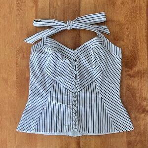 White House Black Market Stripe Halter Top